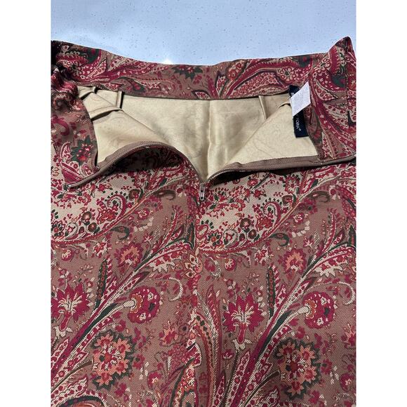 Vintage Paisley Floral Womens Skirt Midi Rust Gold 12 P Modest Mature Earthy - Picture 5 of 10